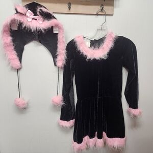 Pretty Kitty Cat Costume‎ Large 12 - 14 Halloween Black Pink Youth Fun World C7